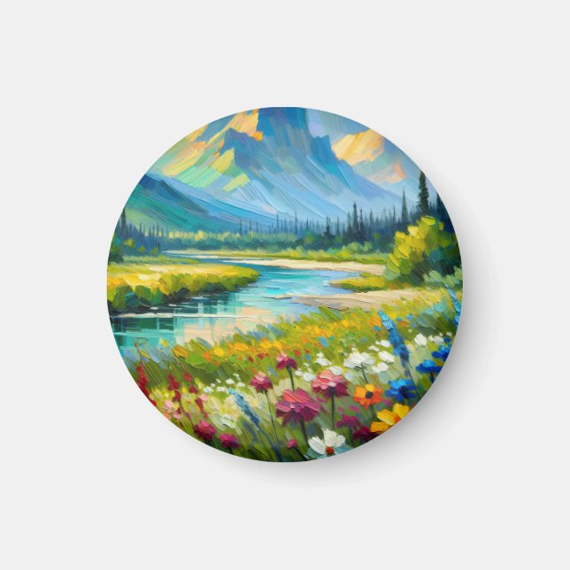Field of Flowers in the Mountains Magnet (Front)