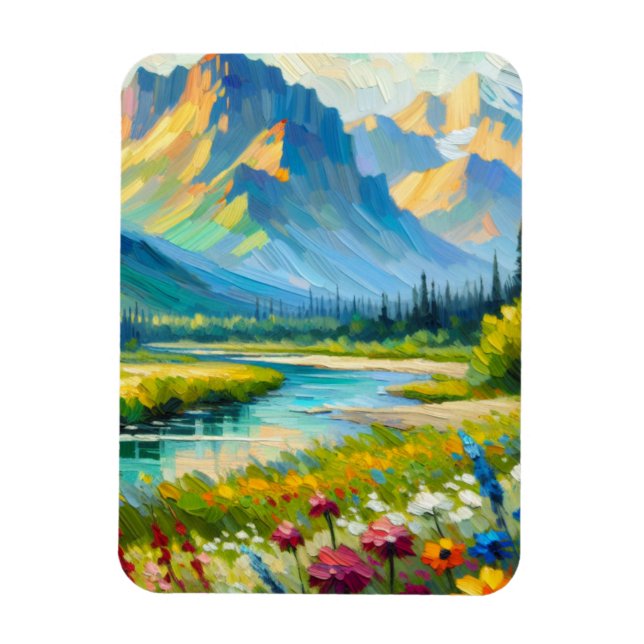 Field of Flowers in the Mountains Magnet (Vertical)