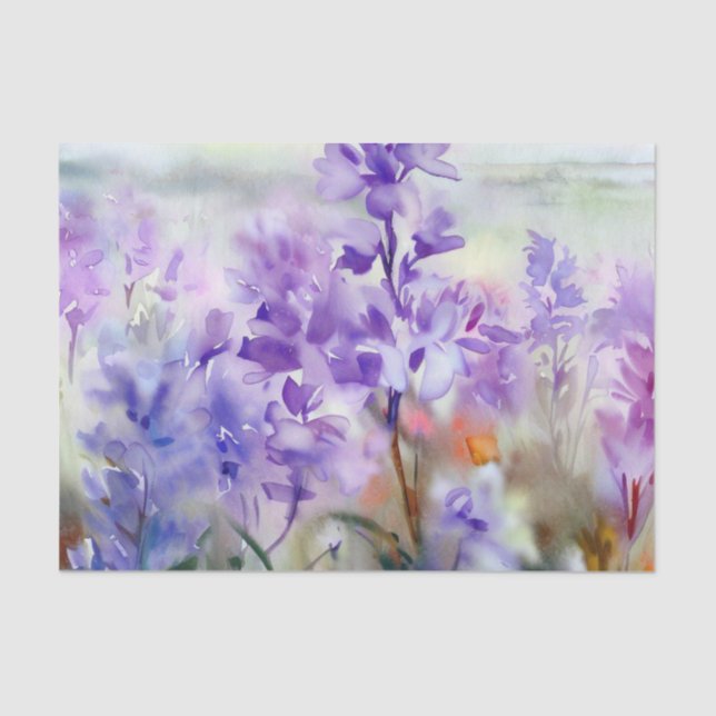 Field of Flowers-Lilac (A) Watercolor  Tissue Paper (Front)