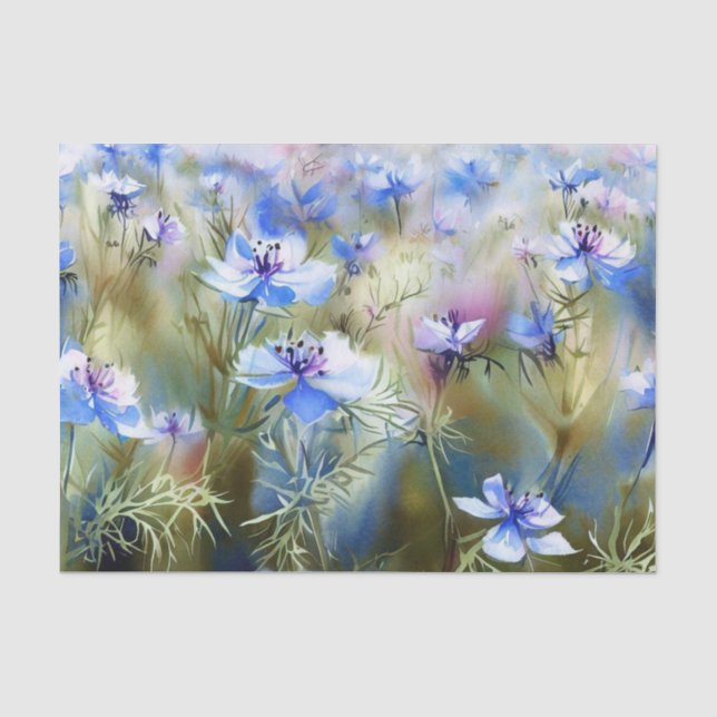 Field of Flowers-Nigella (A) Watercolor  Tissue Paper (Front)
