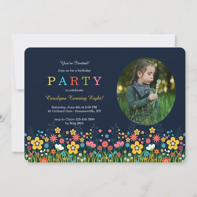 Field of Flowers Photo Invitation (Front)