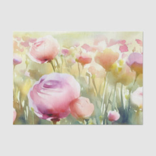 Field of Flowers-Ranunculus (A) Watercolor  Tissue Paper