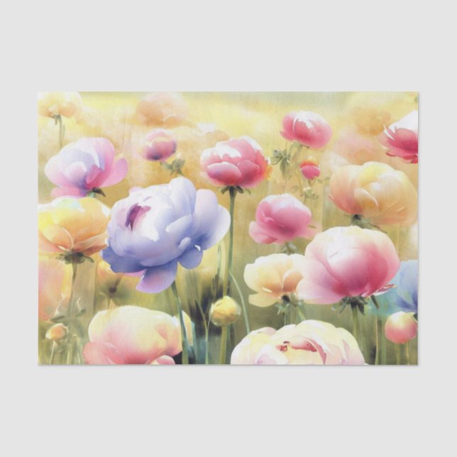 Field of Flowers-Ranunculus (C) Watercolor  Tissue Paper (Front)