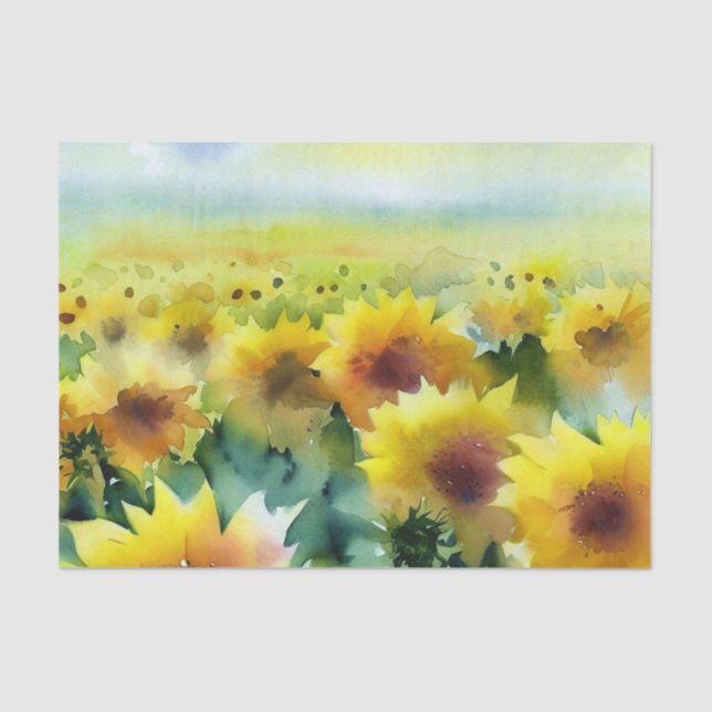 Field of Flowers-Sunflower (C) Watercolor  Tissue Paper (Front)