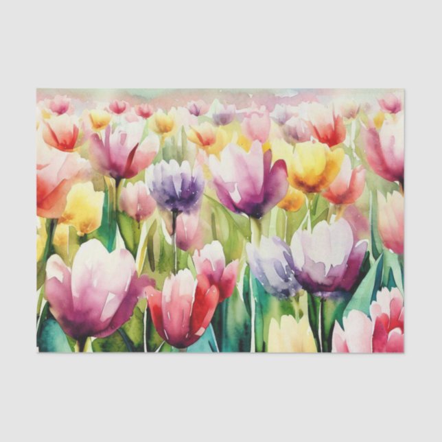 Field of Flowers-Tulip (A) Watercolor  Tissue Paper (Front)