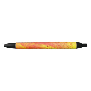 field of golden fire black ink pen