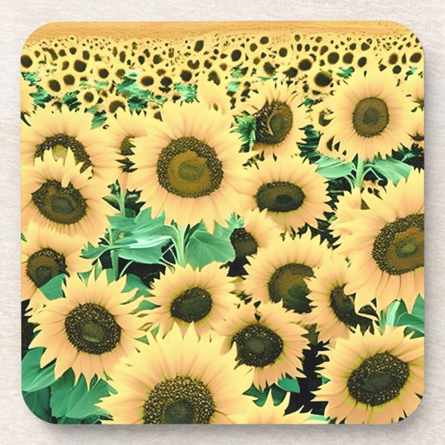 Field of Golden Yellow Sunflowers Coaster (Front)