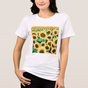 Field of Golden Yellow Sunflowers Tri-Blend Shirt
