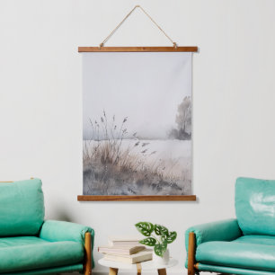 Field Of Grasses Dry Brush Watercolor Print Hanging Tapestry