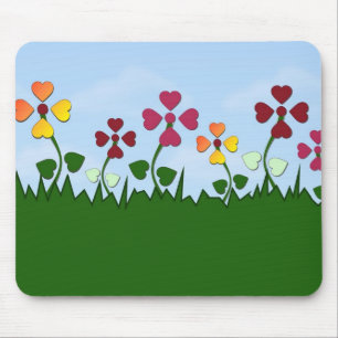 Field of Heart Flowers Mousepad
