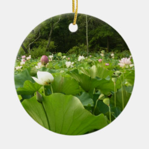 Field of Lotus Flowers Summer Garden Ceramic Ornament
