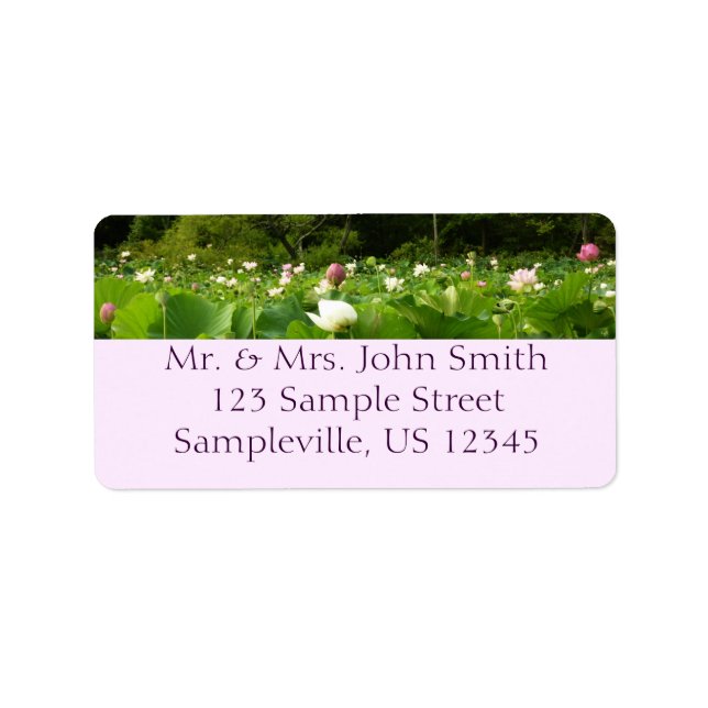 Field of Lotus Flowers Summer Garden Label (Front)