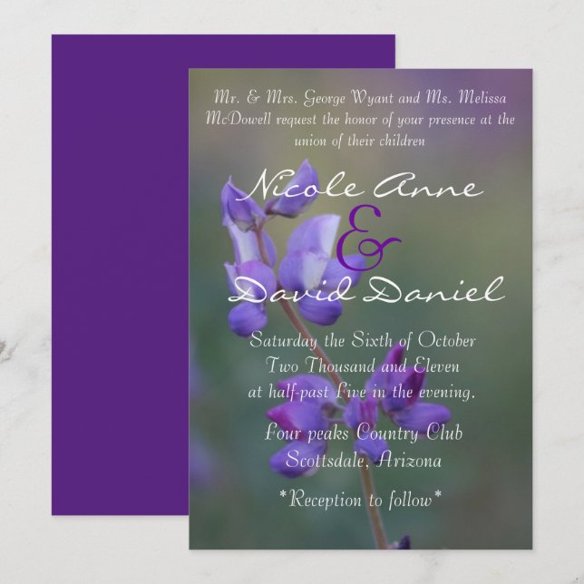 Field of Lupine invitation vertical (Front/Back)