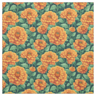 Field of marigold style floral flower art fabric