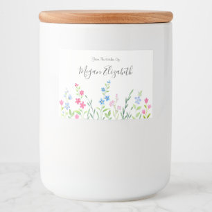 Field of Mixed Watercolor Wildflowers Food Label