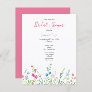 Field of Mixed Watercolor Wildflowers Invitation