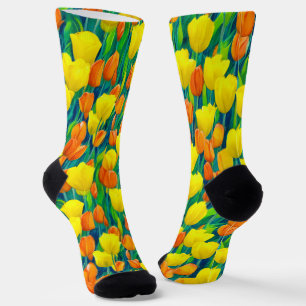 Field of Orange and Yellow Tulips Socks