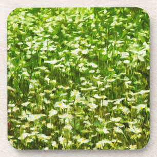 Field of Oxeye Daisies Abstract Impressionism Coaster