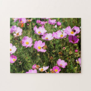 Field Of Pink Cosmos Flower Orton Effect Jigsaw Puzzle