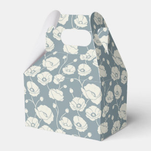 Field of Poppies cream on blue Favor Box