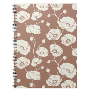 Field of Poppies cream on brown Notebook