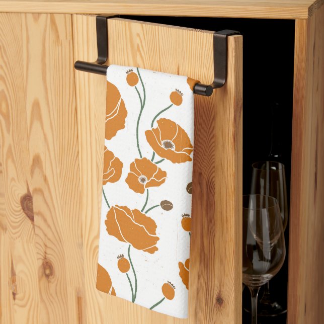 Field of Poppies orange Kitchen Towel (Thirds Fold)