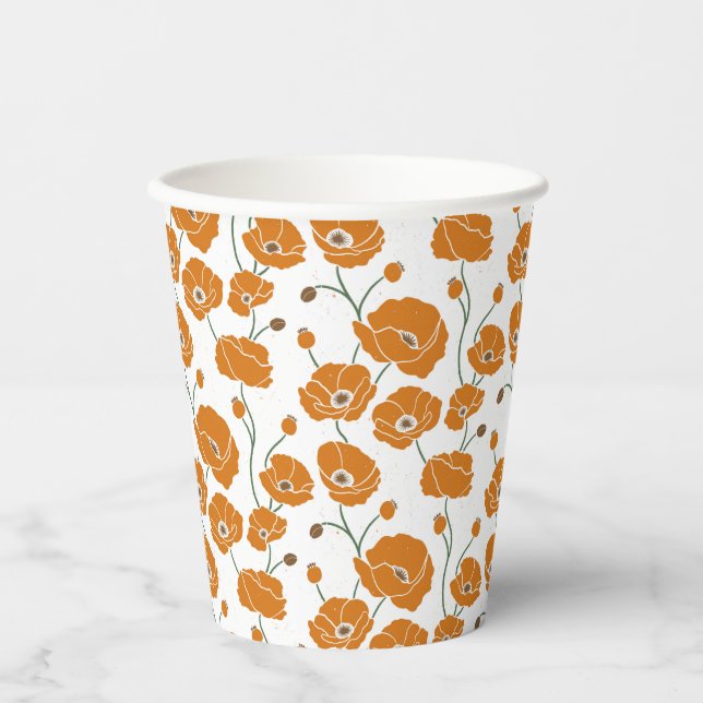 Field of Poppies orange Paper Cups (Front)