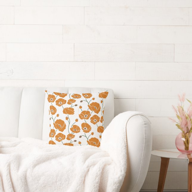 Field of Poppies orange Throw Pillow (Couch)