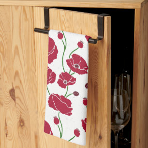 Field of Poppies red Kitchen Towel