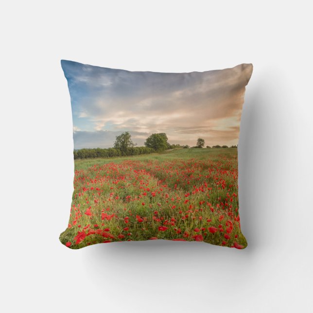 Field of Poppies Throw Pillow (Front)