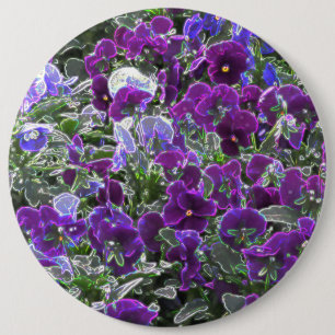 Field Of Purple Flowers 8420 Pansies 6 Inch Round Button