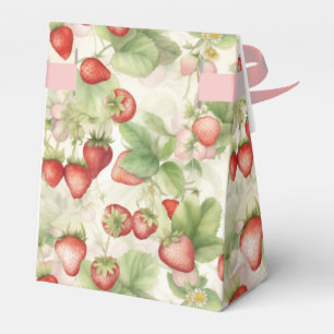 field of ripe, red strawberries favor box