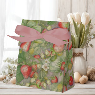 field of ripe, red strawberries favor box