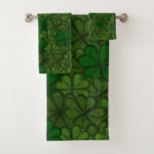 Field of Shamrocks Digital Art Pattern St Patricks Bath Towel Set