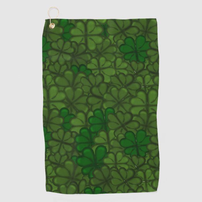 Field of Shamrocks Digital Art Pattern St Patricks Golf Towel (Front)