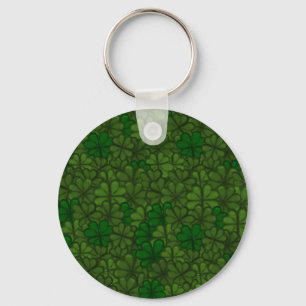 Field of Shamrocks Digital Art Pattern St Patricks Keychain