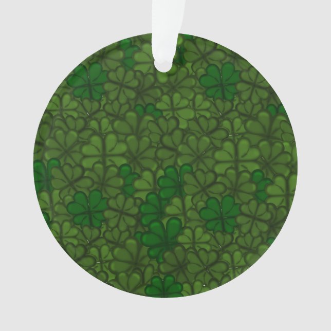 Field of Shamrocks Digital Art Pattern St Patricks Ornament (Front)