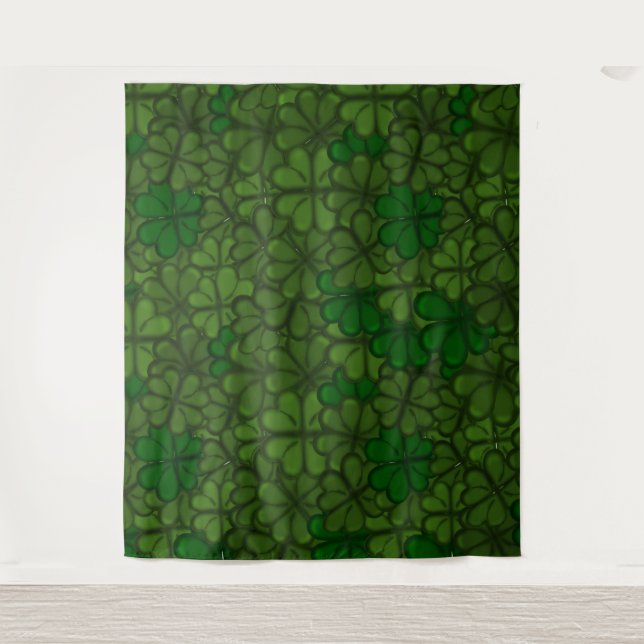 Field of Shamrocks Digital Art Pattern St Patricks Tapestry (Front)