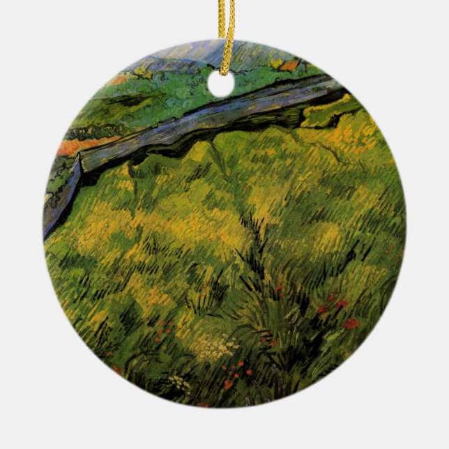 Field of Spring Wheat, Sunrise by Vincent van Gogh Ceramic Ornament (Front)