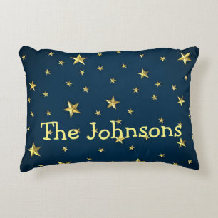 Field of Stars on Deep Midnight Blue Sky Accent Pillow