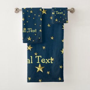 Field of Stars on Deep Midnight Blue Sky Bath Towel Set
