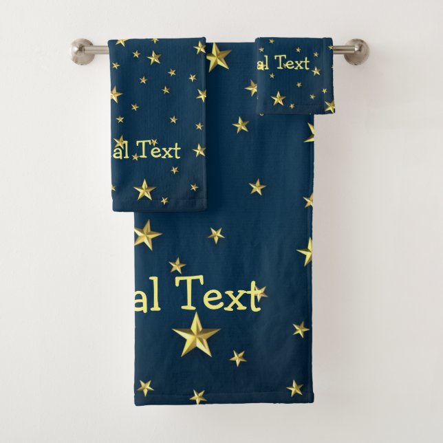 Field of Stars on Deep Midnight Blue Sky Bath Towel Set (Insitu)