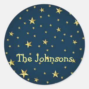 Field of Stars on Deep Midnight Blue Sky Classic Round Sticker