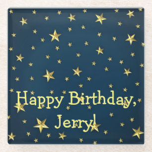 Field of Stars on Deep Midnight Blue Sky Glass Coaster