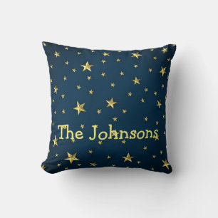 Field of Stars on Deep Midnight Blue Sky Throw Pillow