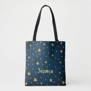 Field of Stars on Deep Midnight Blue Sky Tote Bag