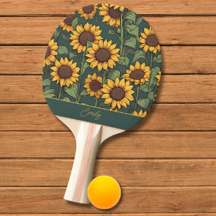 Field of Sunflowers Monogram  Ping Pong Paddle