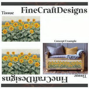 Field Of Sunflowers Script Decoupage L&R 153 Tissue Paper