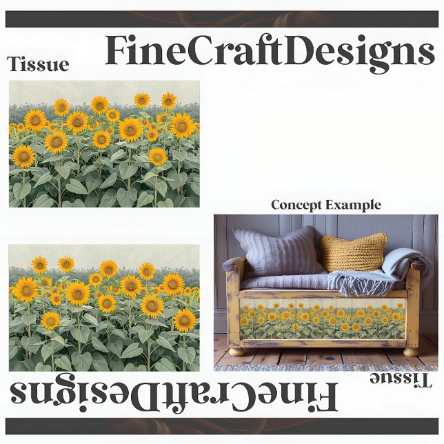 Field Of Sunflowers Script Decoupage L&R 153 Tissue Paper (Creator Uploaded)