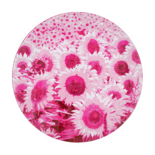 Field of Sunflowers - shades of fuchsia pink Cutting Board
